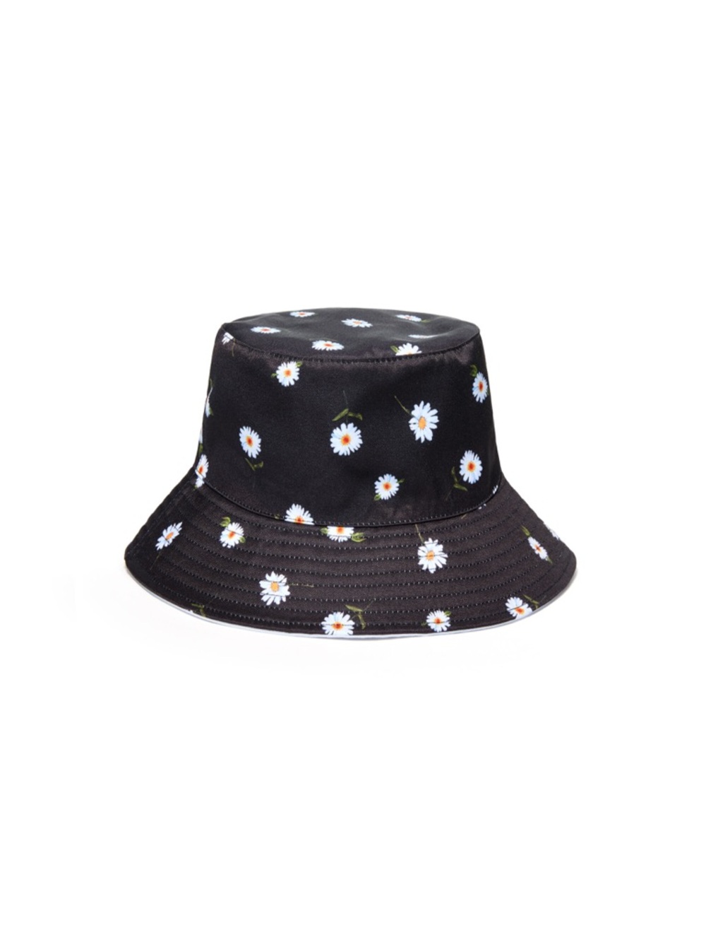 Alice + Olivia Black Daisy Print Bucket Hat